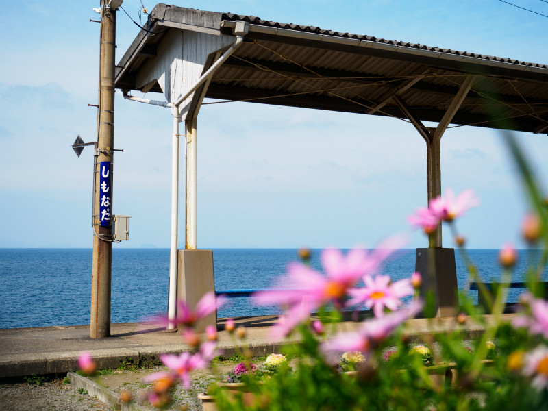 花咲く下灘駅
